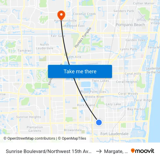 Sunrise Boulevard/Northwest 15th Avenue to Margate, FL map