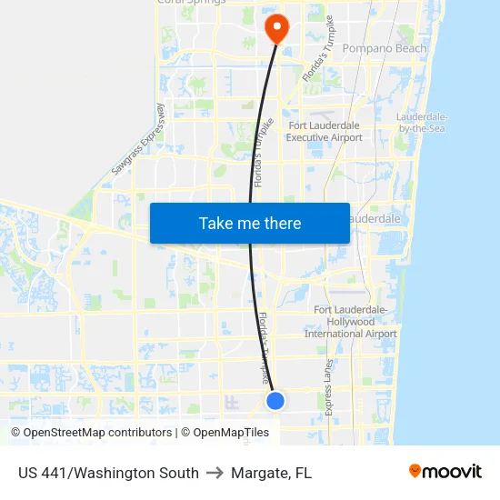 US 441/Washington South to Margate, FL map