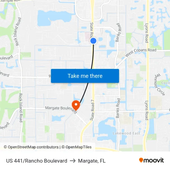 US 441/Rancho Boulevard to Margate, FL map