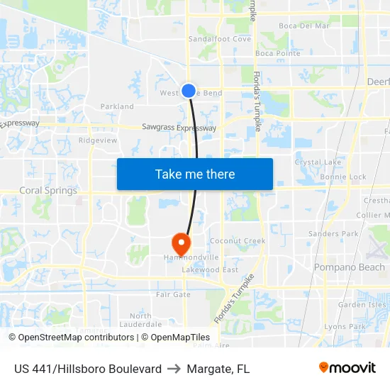 US 441/Hillsboro Boulevard to Margate, FL map