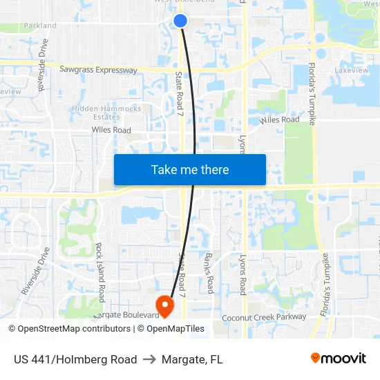 US 441/Holmberg Road to Margate, FL map