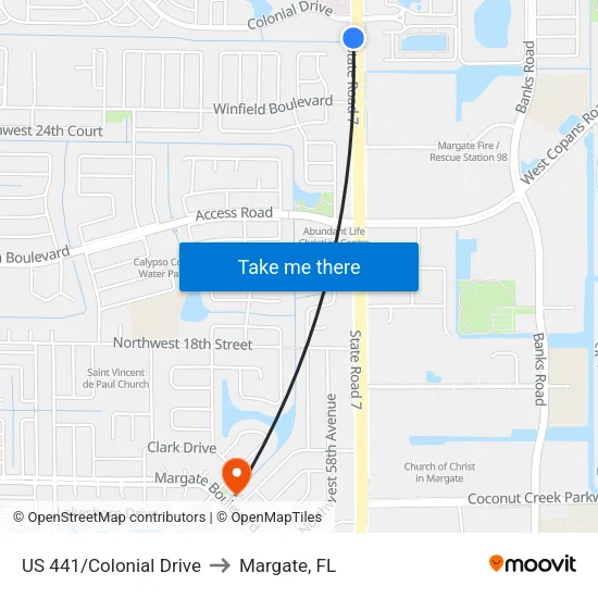 US 441/Colonial Drive to Margate, FL map