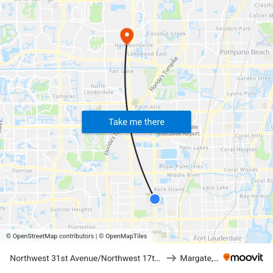 Northwest 31st Avenue/Northwest 17th Court to Margate, FL map