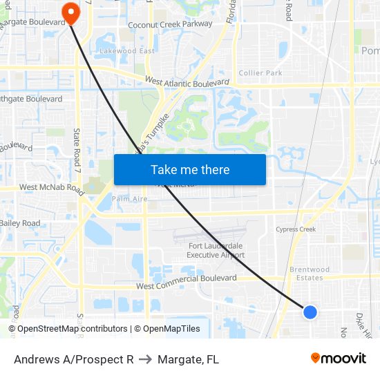 Andrews A/Prospect R to Margate, FL map
