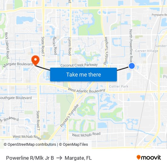 Powerline R/Mlk Jr B to Margate, FL map