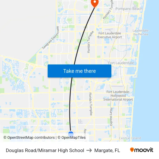 Douglas Road/Miramar High School to Margate, FL map