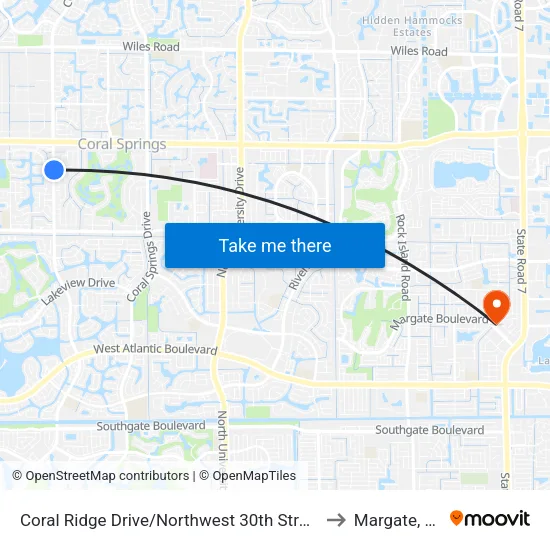 Coral Ridge Drive/Northwest 30th Street to Margate, FL map