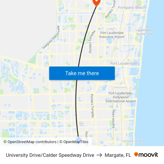 University Drive/Calder Speedway Drive to Margate, FL map