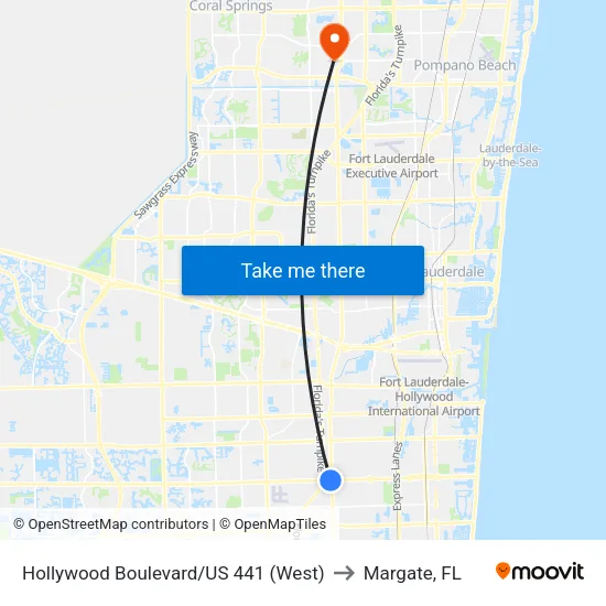 Hollywood Boulevard/US 441 (West) to Margate, FL map
