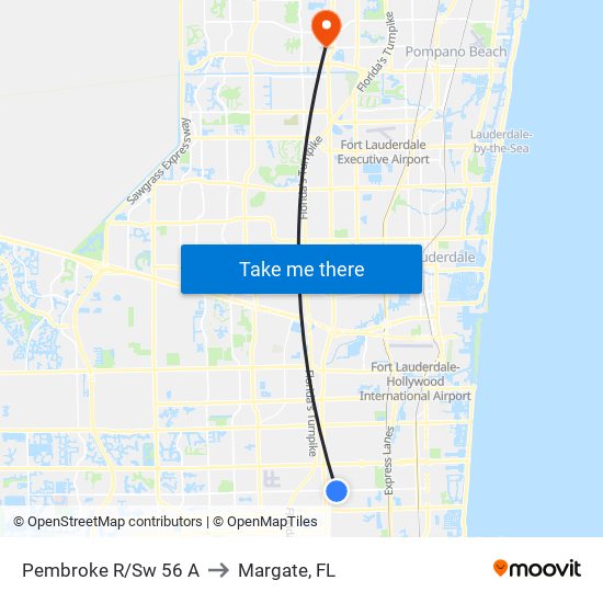 Pembroke R/Sw 56 A to Margate, FL map