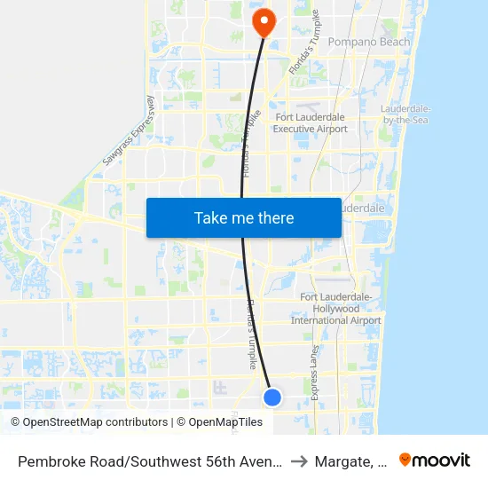 Pembroke Road/Southwest 56th Avenue to Margate, FL map
