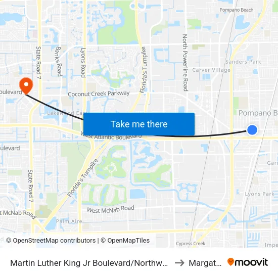 Martin Luther King Jr Boulevard/Northwest 5th Avenue to Margate, FL map