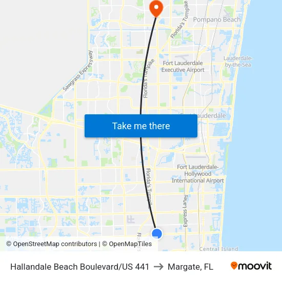 Hallandale Beach Boulevard/US 441 to Margate, FL map