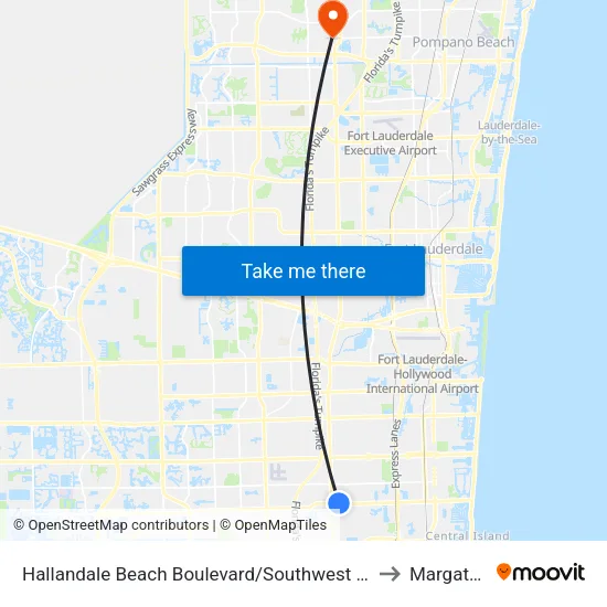 Hallandale Beach Boulevard/Southwest 58th Avenue to Margate, FL map