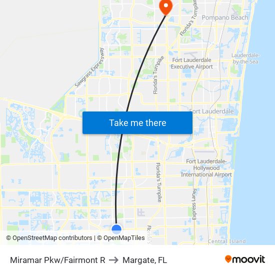Miramar Pkw/Fairmont R to Margate, FL map