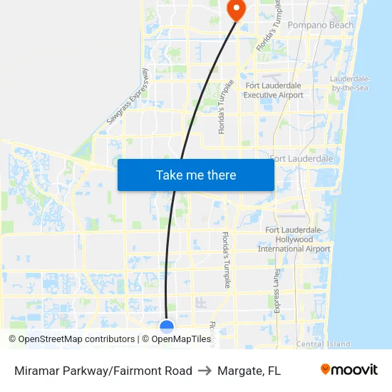 Miramar Parkway/Fairmont Road to Margate, FL map