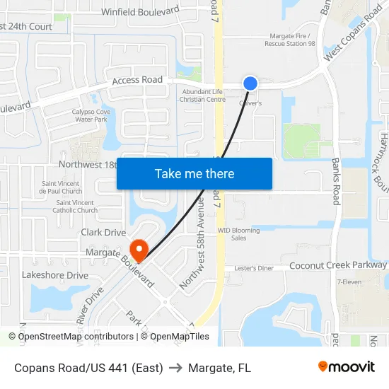 Copans Road/US 441 (East) to Margate, FL map