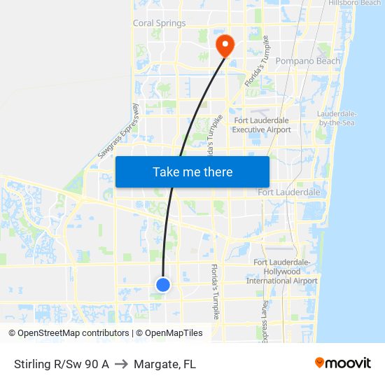Stirling R/Sw 90 A to Margate, FL map