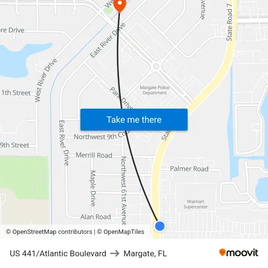 US 441/Atlantic Boulevard to Margate, FL map