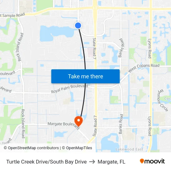 Turtle Creek Drive/South Bay Drive to Margate, FL map
