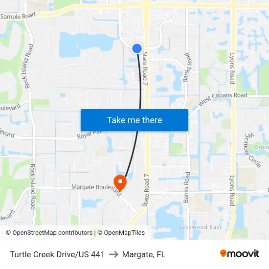 Turtle Creek Drive/US 441 to Margate, FL map