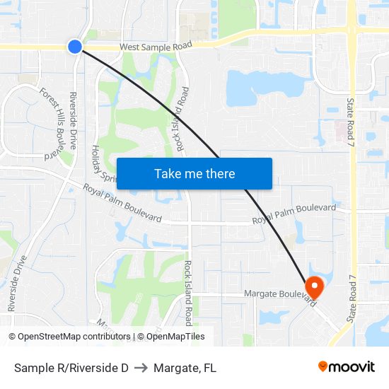 Sample R/Riverside D to Margate, FL map