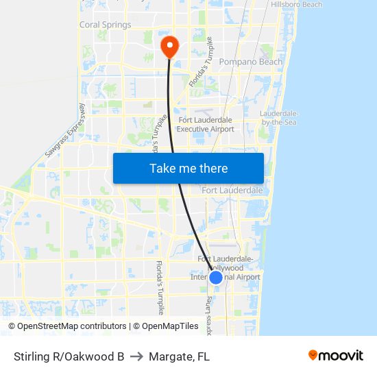 Stirling R/Oakwood B to Margate, FL map