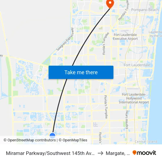 Miramar Parkway/Southwest 145th Avenue to Margate, FL map