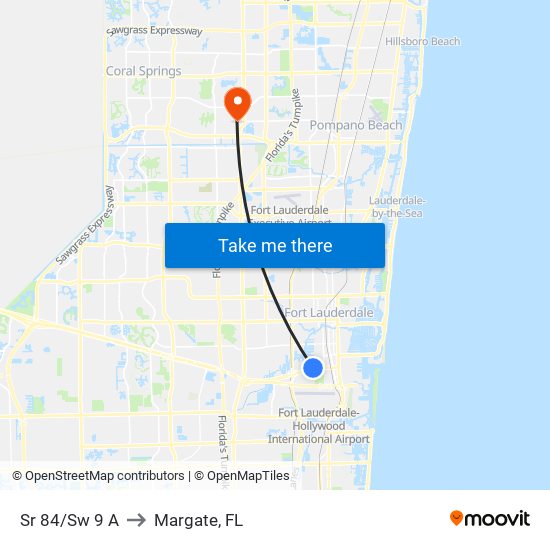 Sr 84/Sw 9 A to Margate, FL map