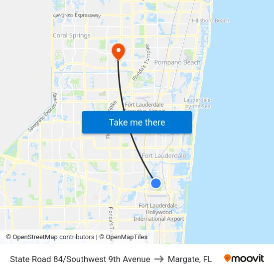 State Road 84/Southwest 9th Avenue to Margate, FL map
