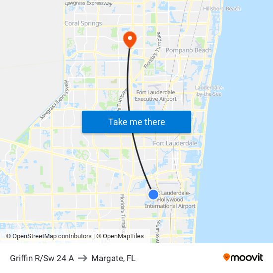 Griffin R/Sw 24 A to Margate, FL map