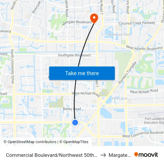 Commercial Boulevard/Northwest 50th Avenue to Margate, FL map