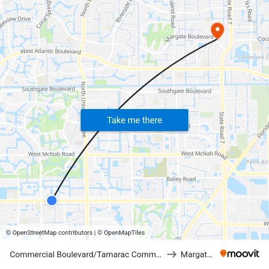 Commercial Boulevard/Tamarac Commerce Center to Margate, FL map