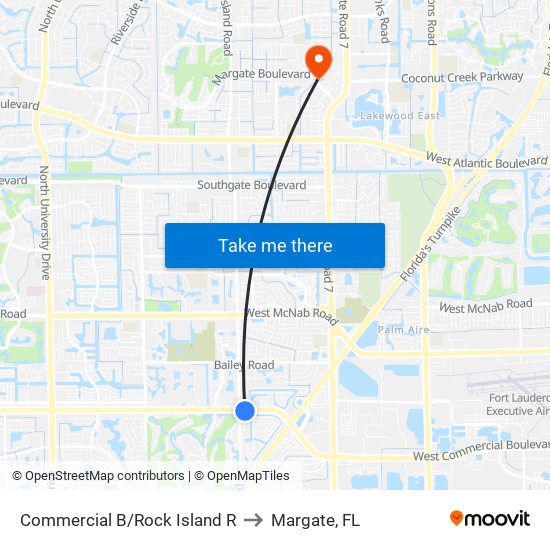 COMMERCIAL B/ROCK ISLAND R to Margate, FL map