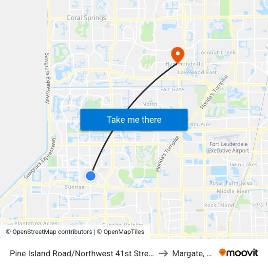 Pine Island Road/Northwest 41st Street to Margate, FL map