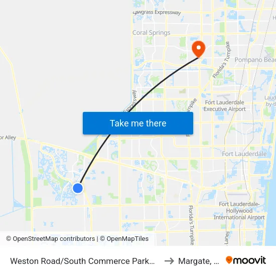 Weston Road/South Commerce Parkway to Margate, FL map