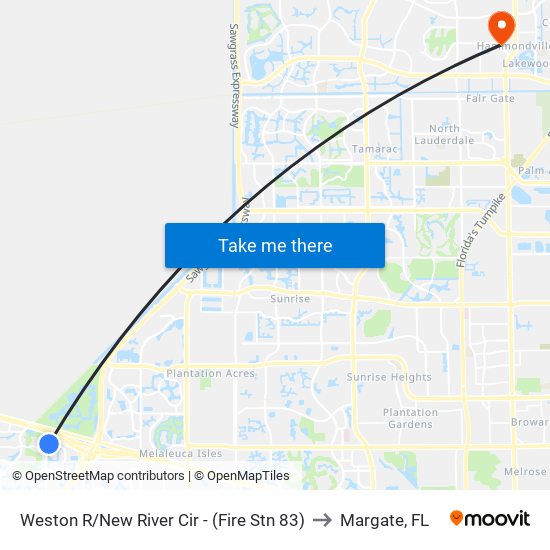 Weston R/New River Cir - (Fire Stn 83) to Margate, FL map