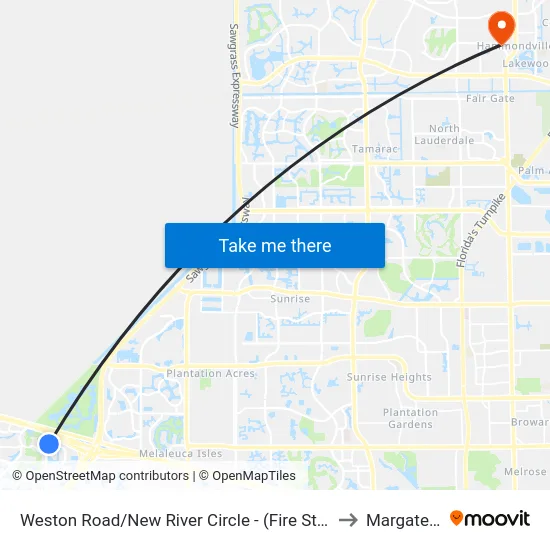 Weston Road/New River Circle - (Fire Station 83) to Margate, FL map
