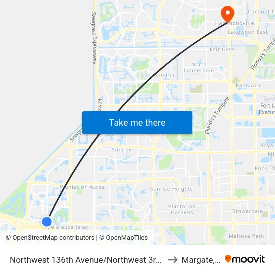 Northwest 136th Avenue/Northwest 3rd Street to Margate, FL map
