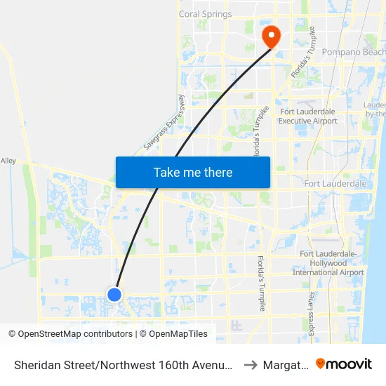 Sheridan Street/Northwest 160th Avenue - (Dykes Road) to Margate, FL map