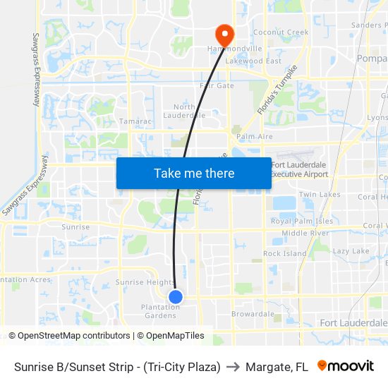 Sunrise B/Sunset Strip - (Tri-City Plaza) to Margate, FL map