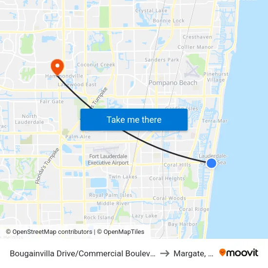 Bougainvilla Drive/Commercial Boulevard to Margate, FL map