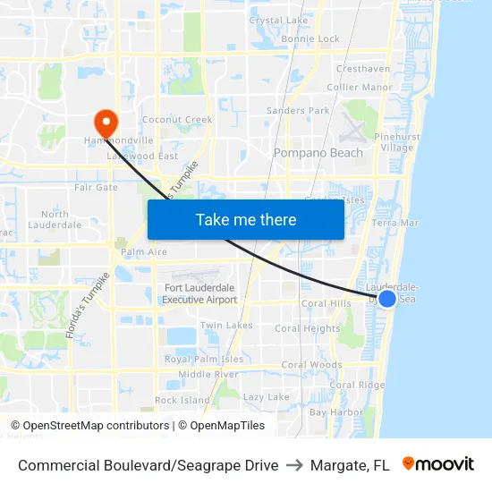 Commercial Boulevard/Seagrape Drive to Margate, FL map