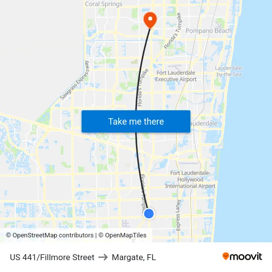 US 441/Fillmore Street to Margate, FL map