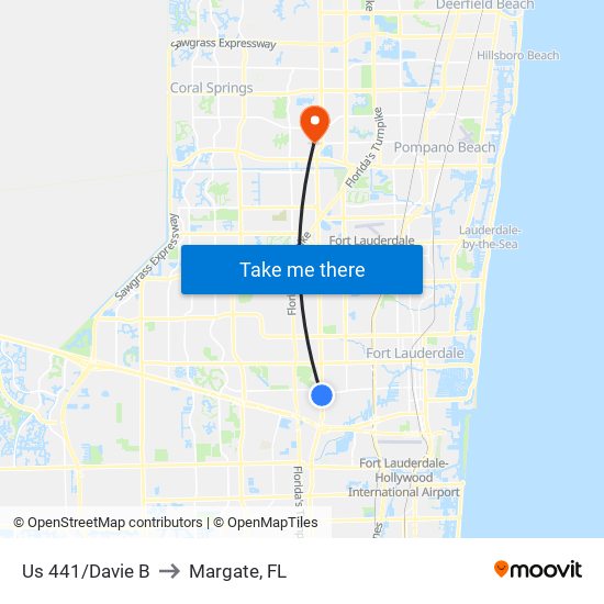 Us 441/Davie B to Margate, FL map