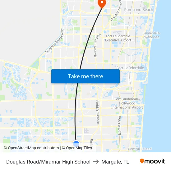 Douglas Road/Miramar High School to Margate, FL map