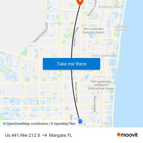 Us 441/Nw 212 S to Margate, FL map