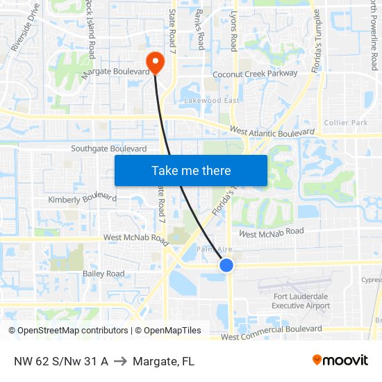 NW 62 S/Nw 31 A to Margate, FL map