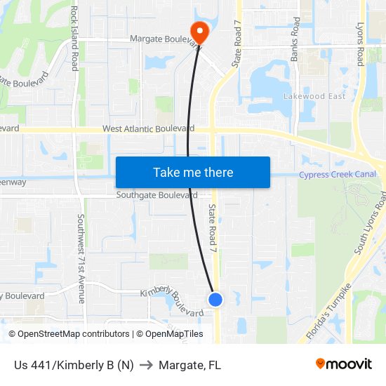 US 441/KIMBERLY B (N) to Margate, FL map