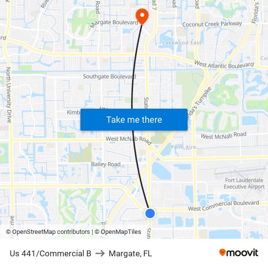 Us 441/Commercial B to Margate, FL map
